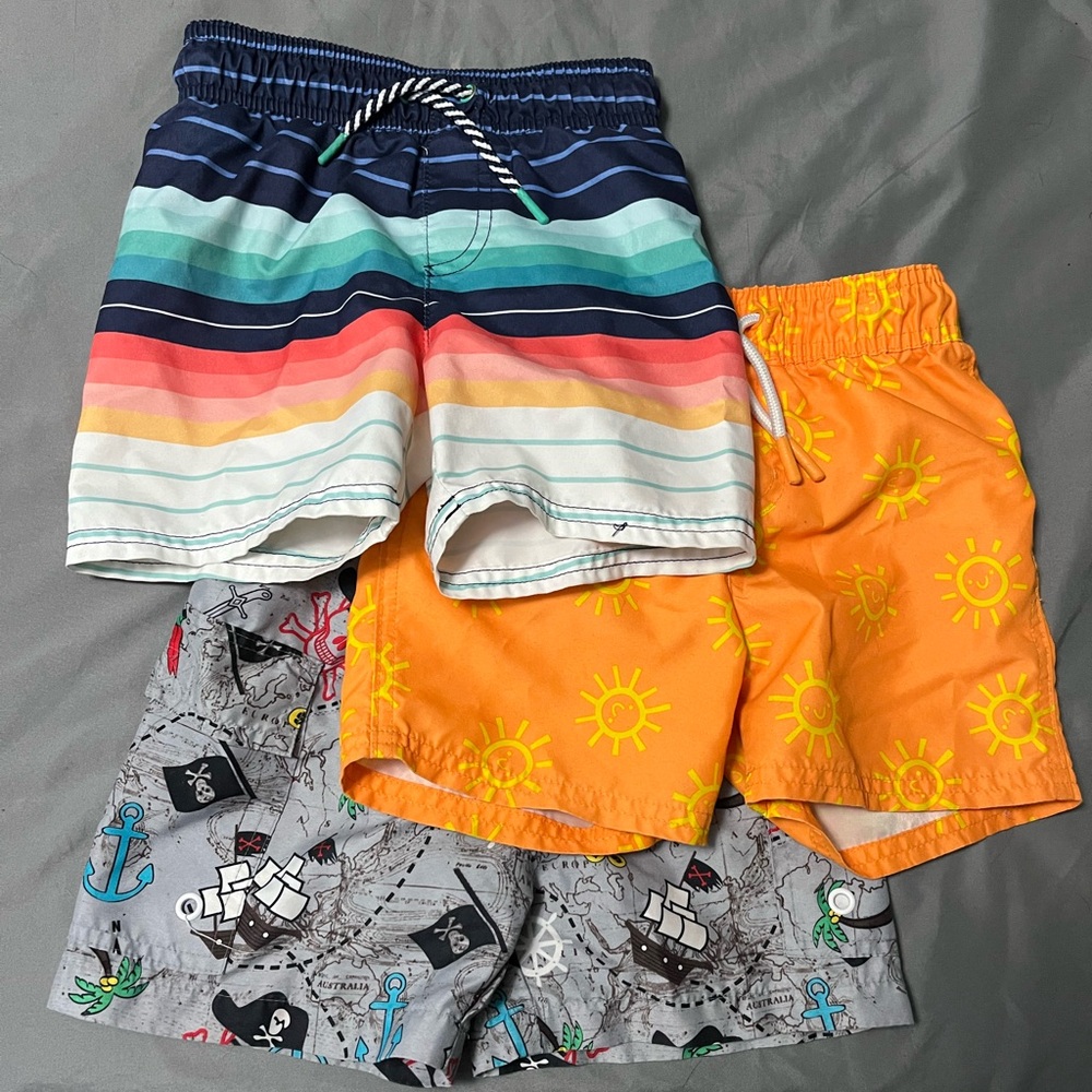 Vibrant Kids Swim Trunks Set - Multicolor and Orange